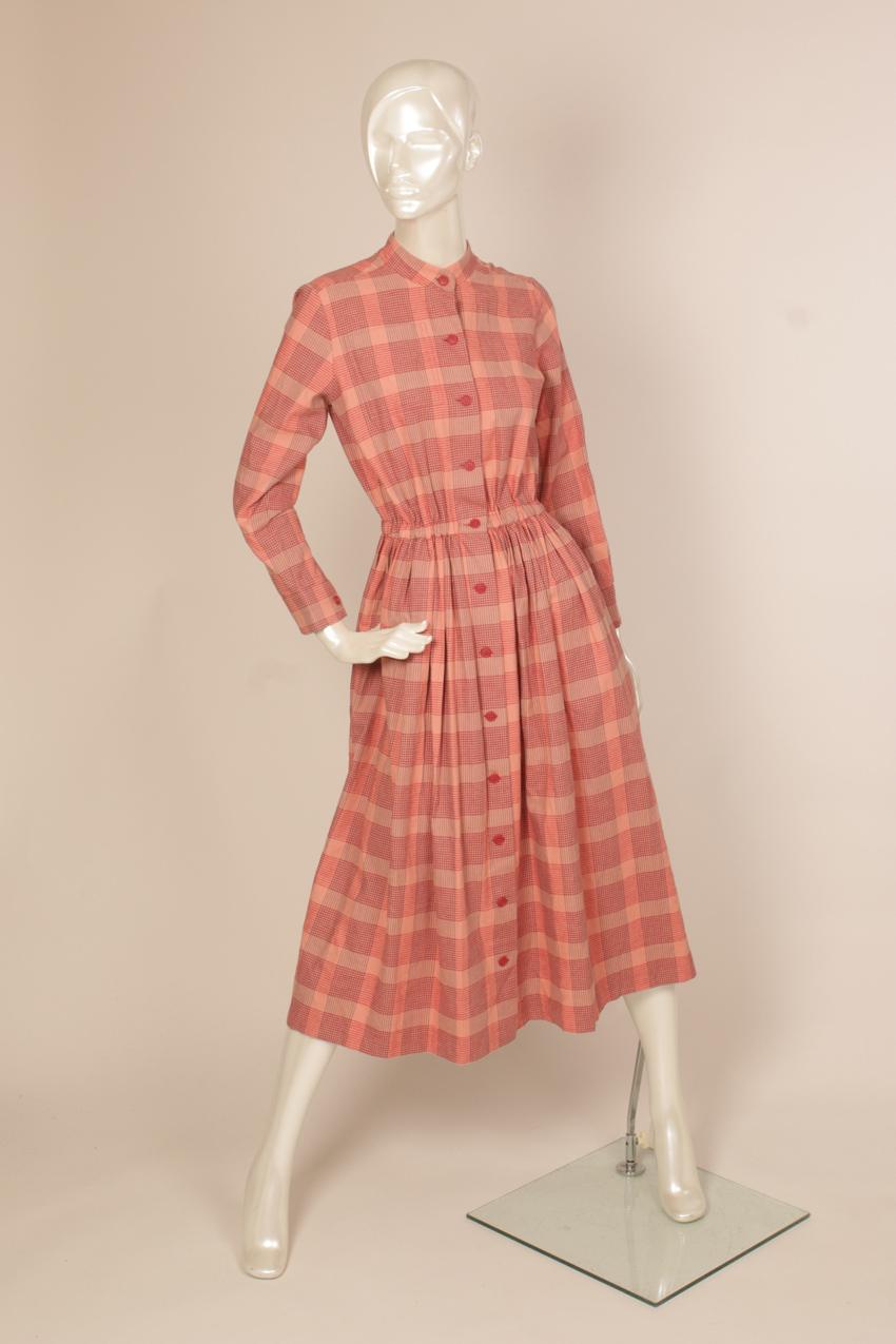 Vintage Marimekko pinkki ruutukuvioinen mekko M S