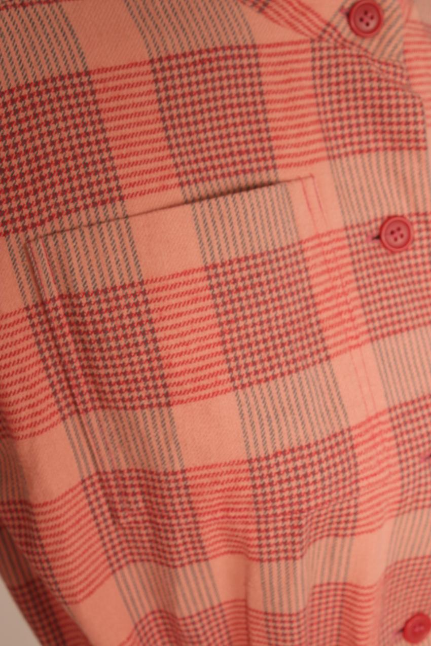 Vintage Marimekko pinkki ruutukuvioinen mekko M S - Image 4