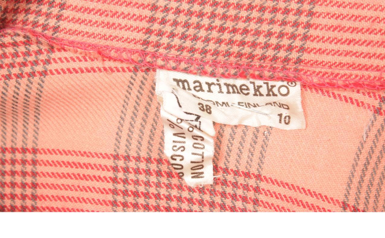 Vintage Marimekko pinkki ruutukuvioinen mekko M S - Image 10