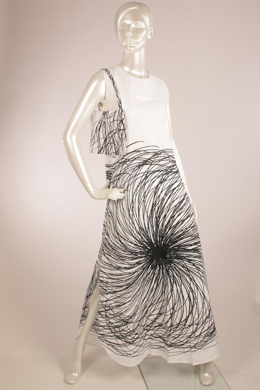 Vuokko white black “Pyörre” maxi dress S and bag