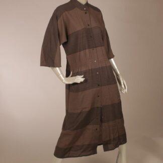 Vintage Vuokko brown striped wool muslin dress XS S