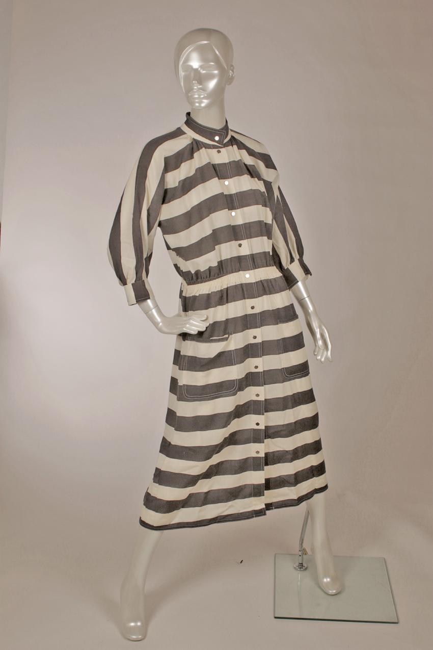 Vintage Vuokko striped wool muslin dress XS S