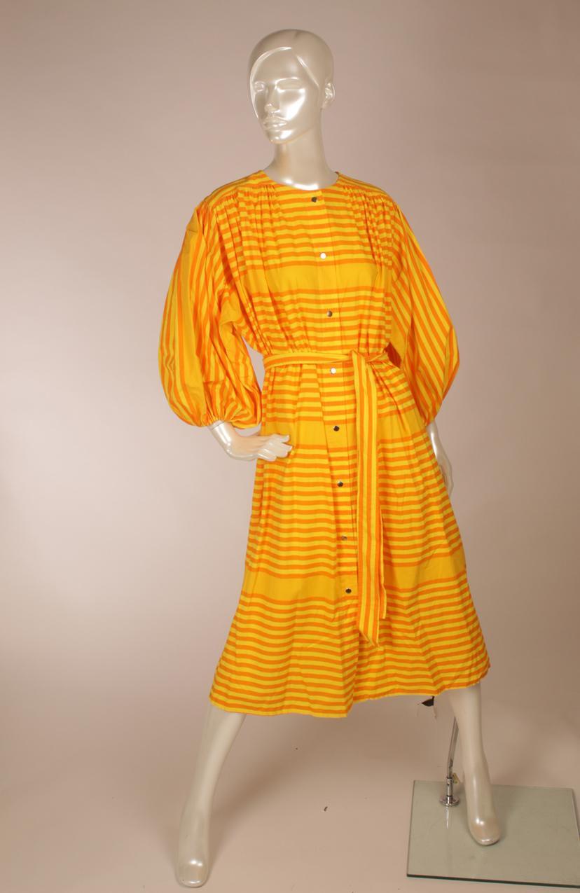 Vintage Vuokko keltaoranssi-raidallinen mekko S M - Image 3