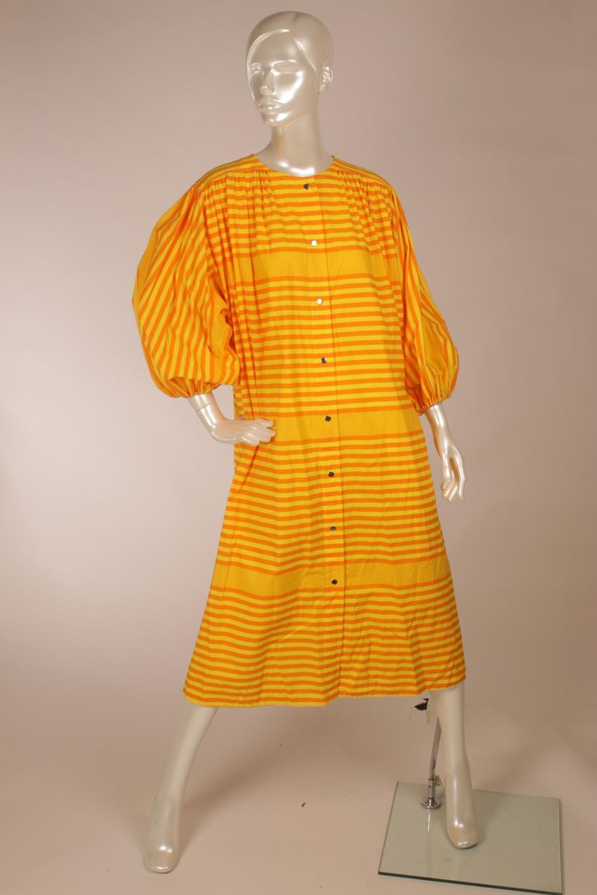 Vintage Vuokko keltaoranssi-raidallinen mekko S M
