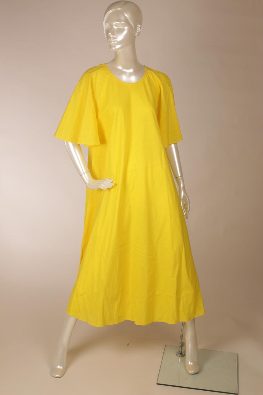 Vintage Vuokko keltainen mekko perhoshihoilla S