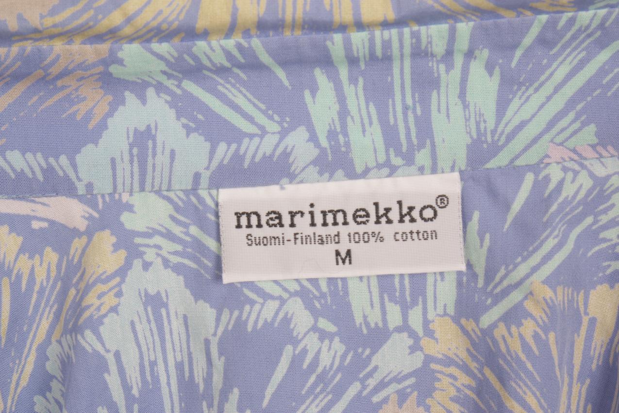 Vintage 80s Marimekko light blue base shirt and skirt M - Image 10
