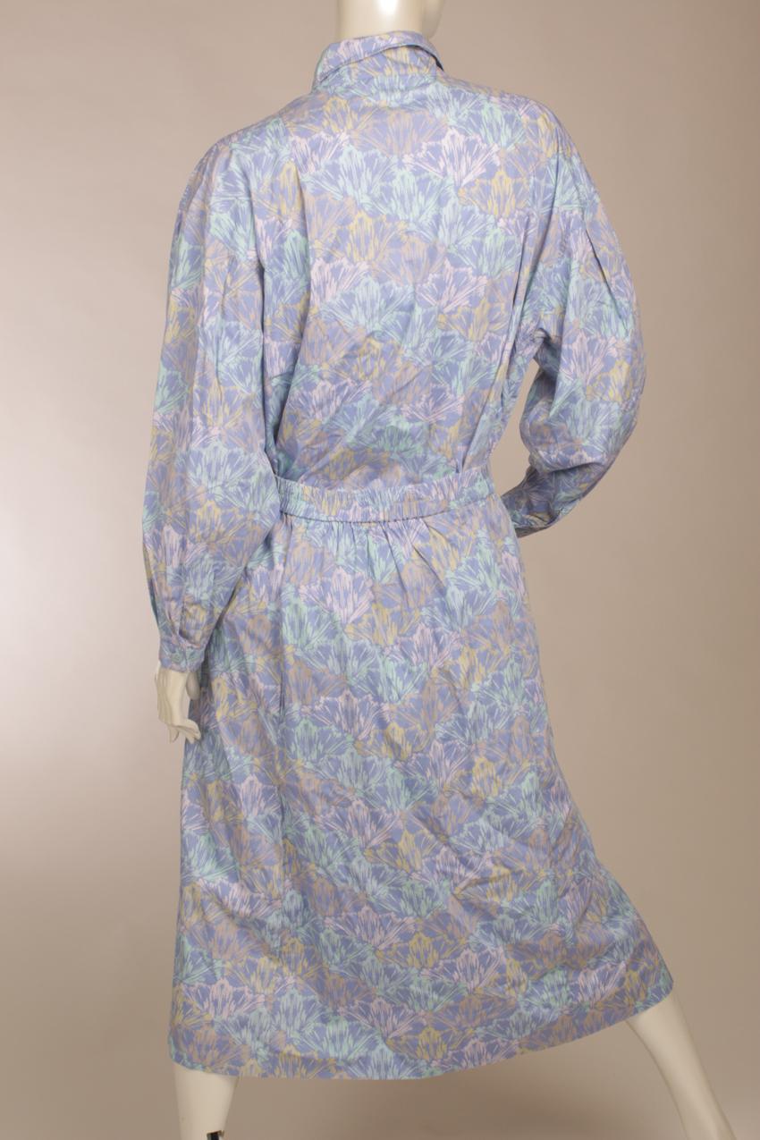 Vintage 80s Marimekko light blue base shirt and skirt M - Image 3