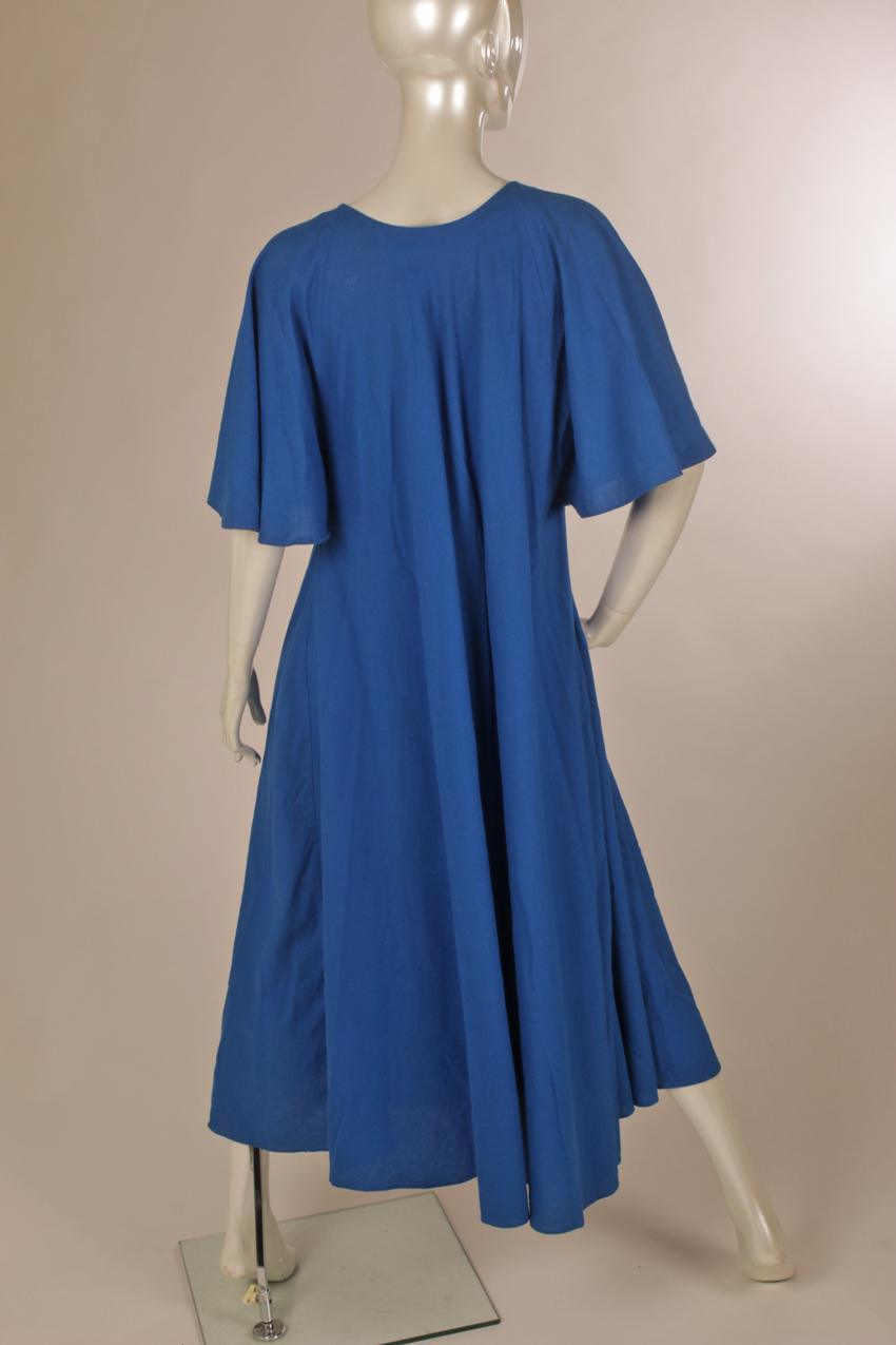 Vintage Vuokko sininen mekko perhoshihoilla XS S - Image 8