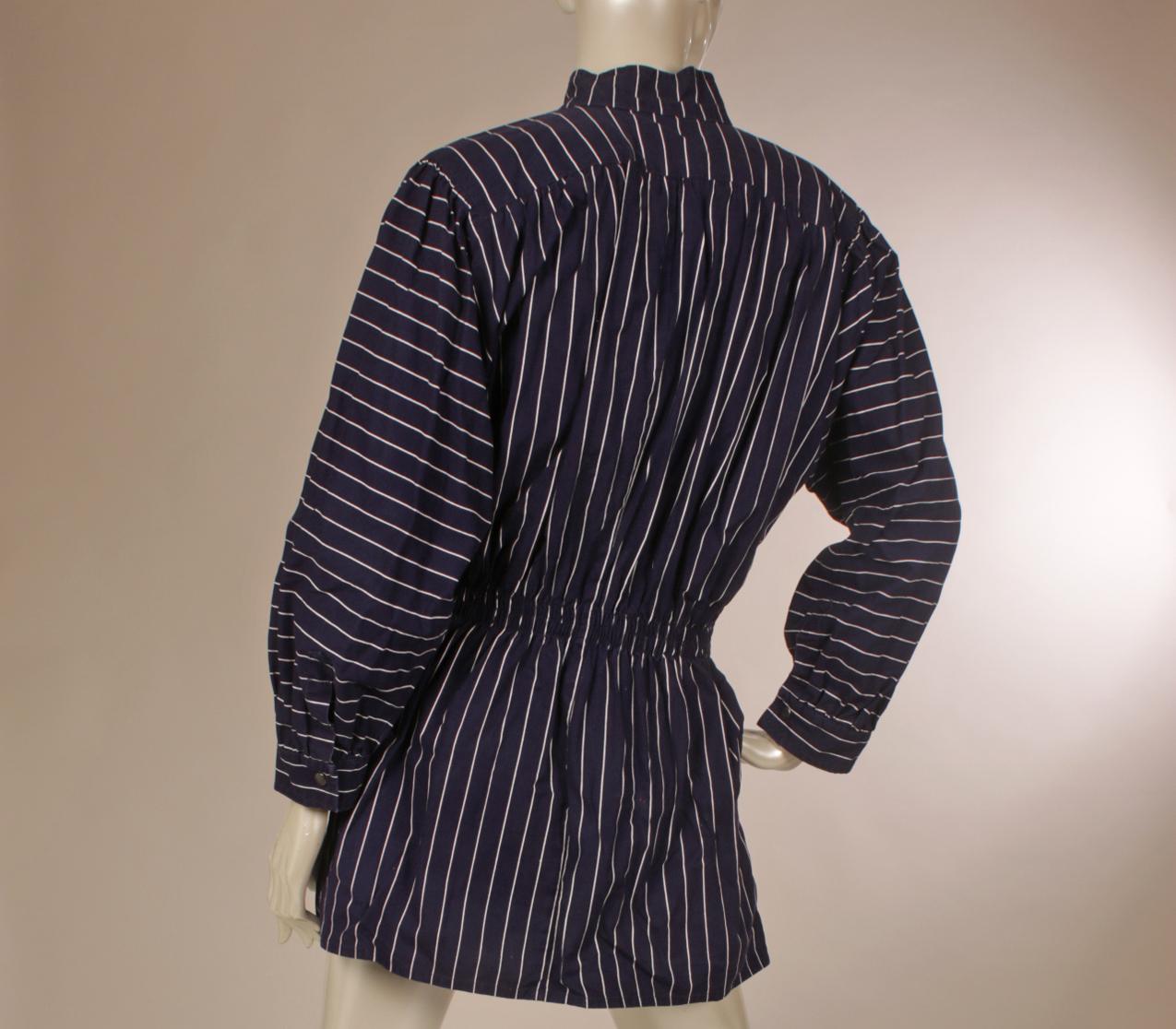 Vintage Vuokko navy blue jacket with white stripes M - Image 5
