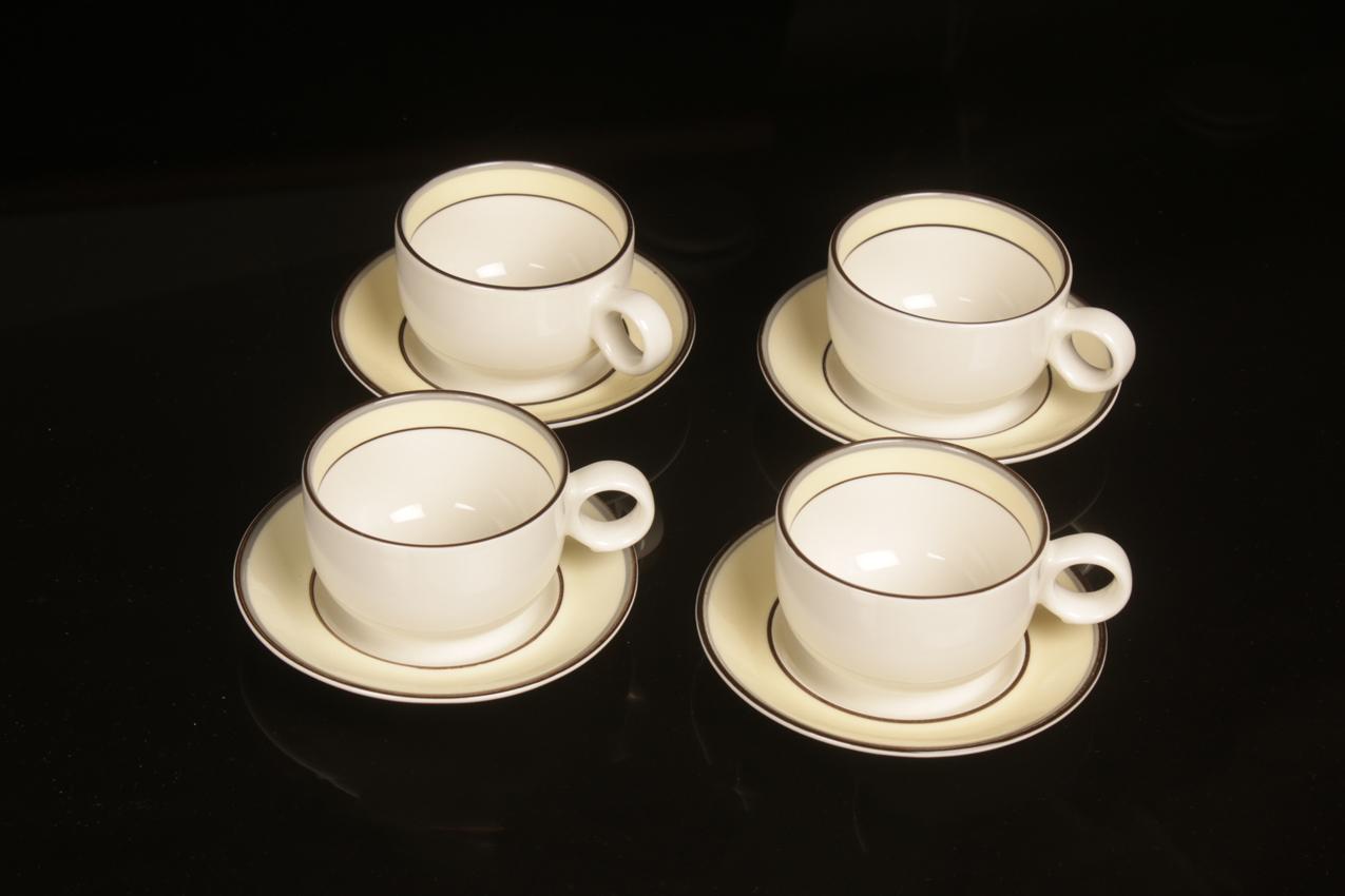 4 pcs Arabia Birka Stig Lindberg Veranda Inkeri Leivo coffee cups and saucers - Image 2