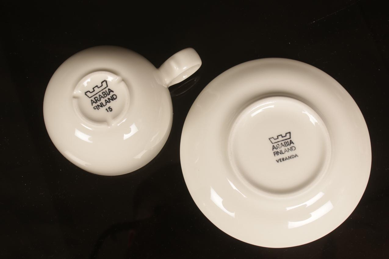 4 pcs Arabia Birka Stig Lindberg Veranda Inkeri Leivo coffee cups and saucers - Image 5