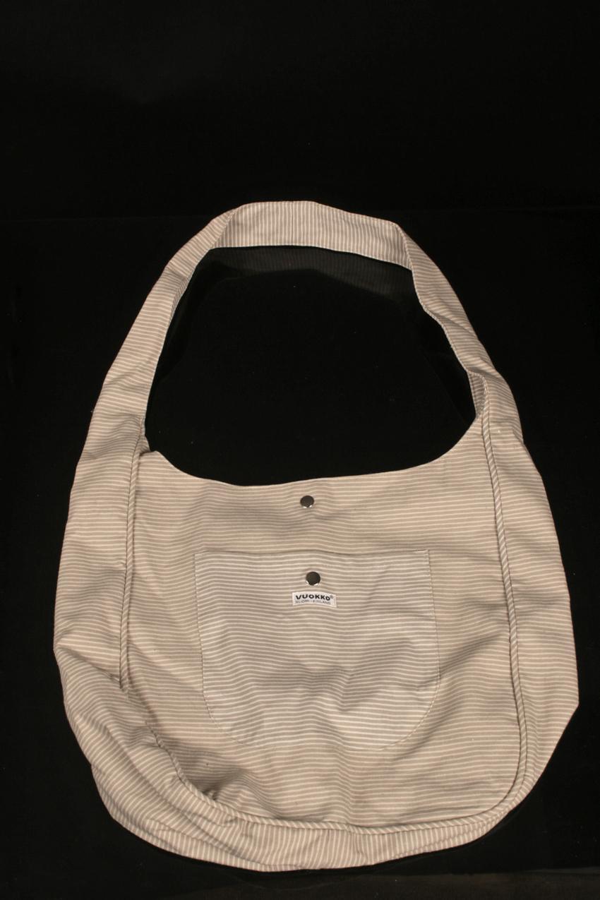 Vintage Vuokko valkobeige raidallinen olkalaukku