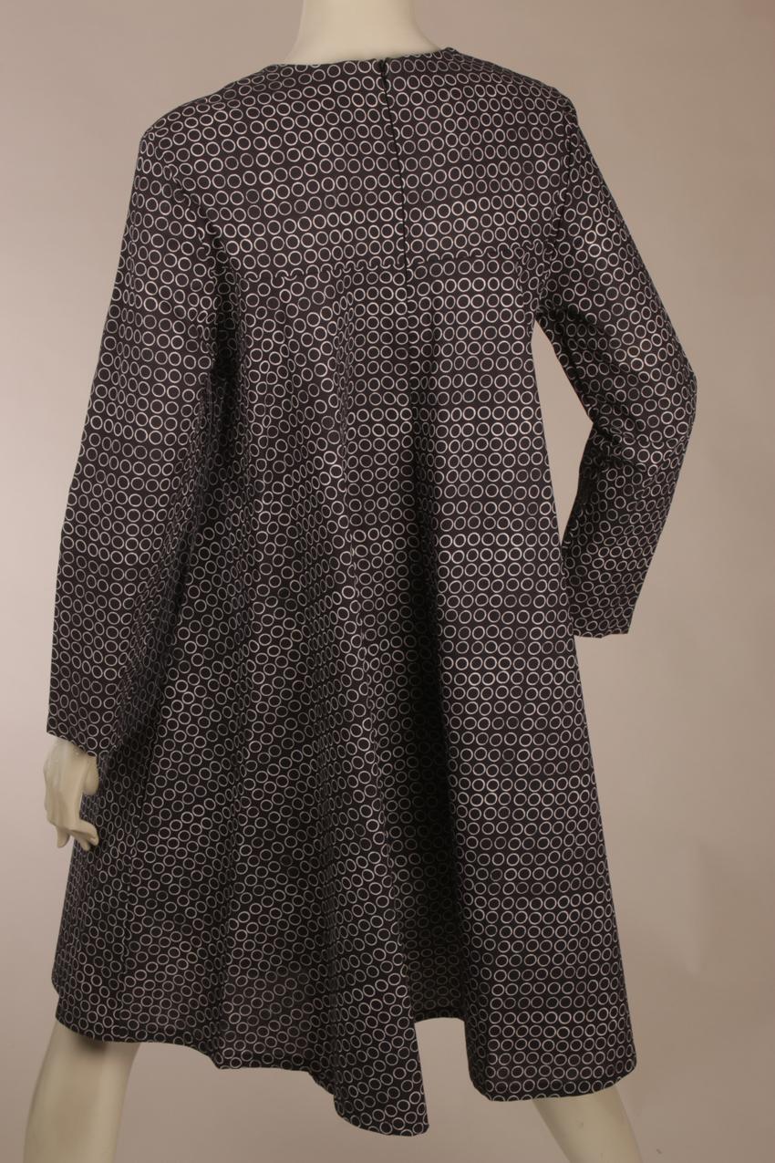 Vintage Vuokko tummansininen pallokuvioinen mekko S - Image 9