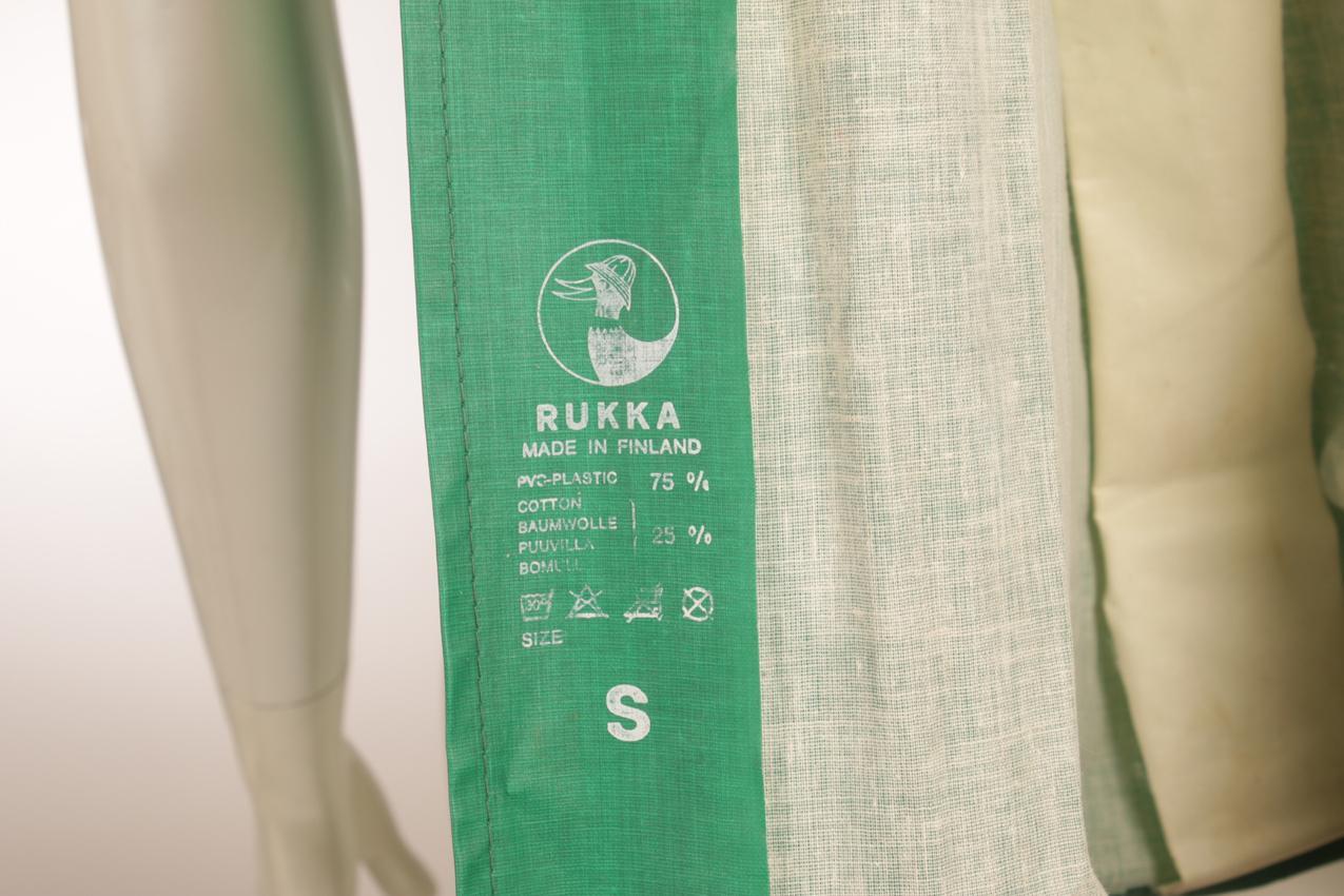 Vintage vihreä Rukka PVC-sadeviitta hupulla S - Image 3