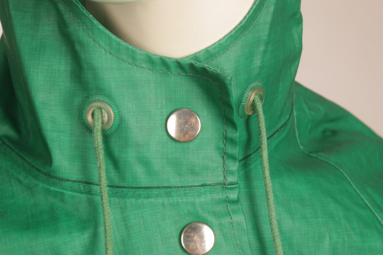 Vintage vihreä Rukka PVC-sadeviitta hupulla S - Image 5
