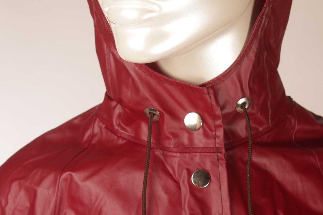 Vintage viininpunainen Rukka PVC-sadeviitta hupulla S - Image 3