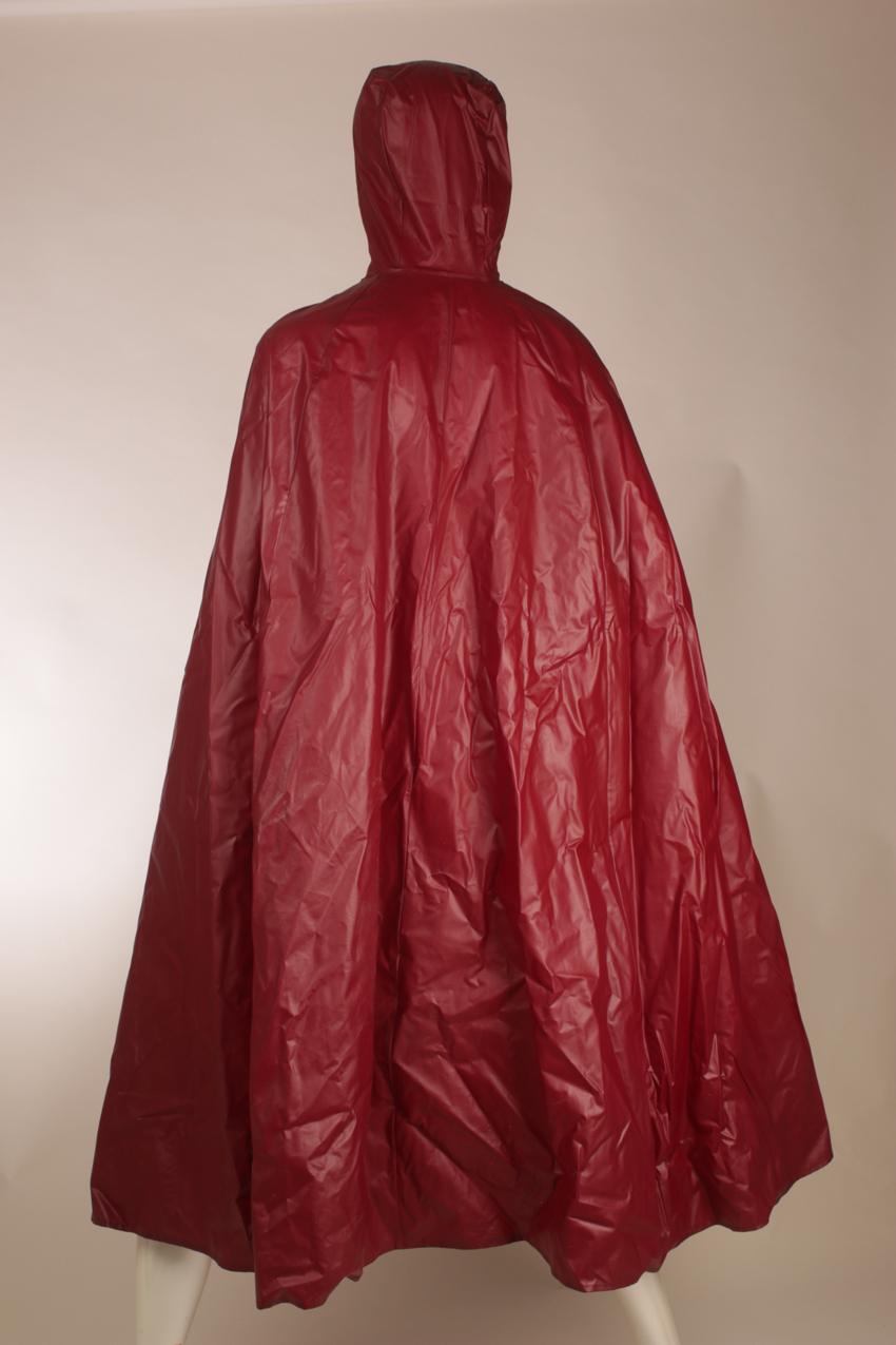 Vintage viininpunainen Rukka PVC-sadeviitta hupulla S - Image 7