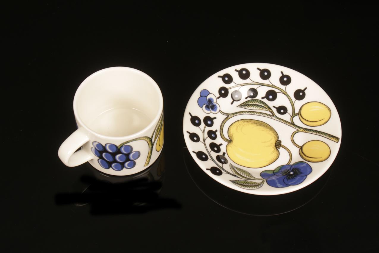 Arabia Birger Kaipiainen “Paratiisi” six coffee cups and saucers - Image 6
