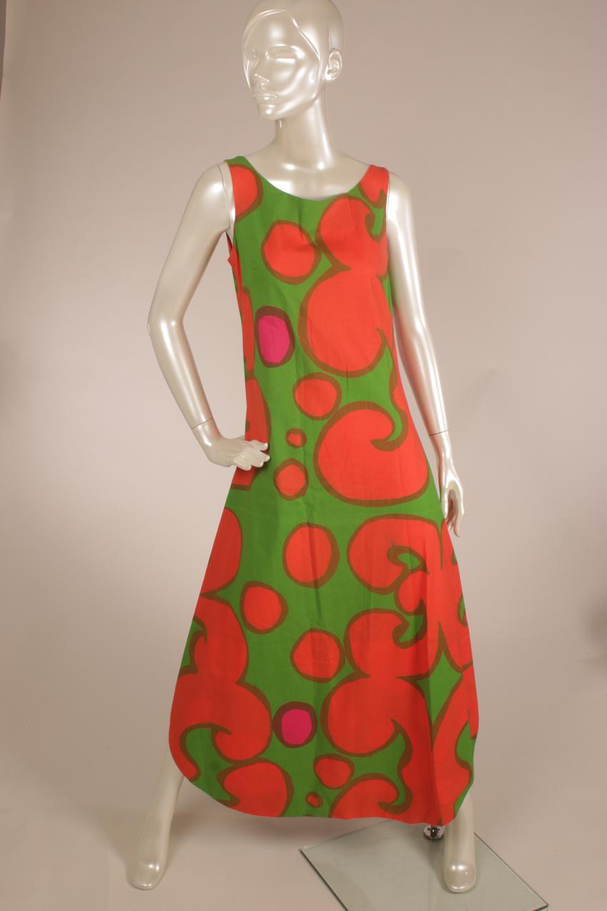 Marimekko Annika Rimala vihreä oranssi ”Monrepos” “Keidas” maksimekko M