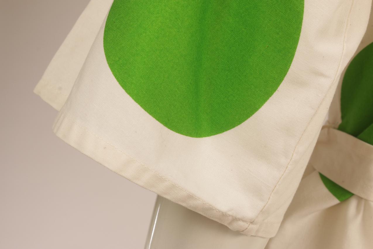 Vintage Vuokko valkoinen maksimekko vihreillä pallokuvioilla XS S - Image 7