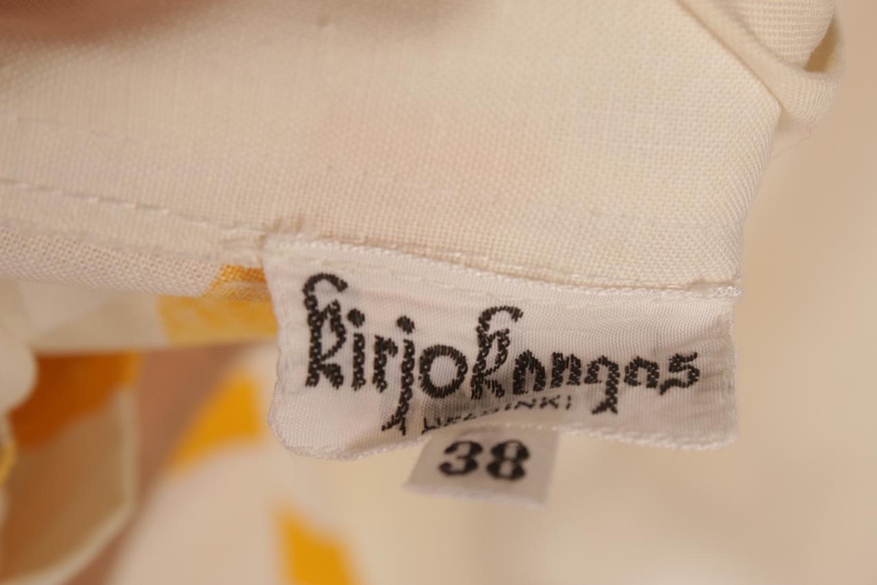 Vintage Kirjokangas keltavalkoinen hame S - Image 6