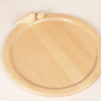 Vintage Aarikka light wooden  serving plate with birds decoration