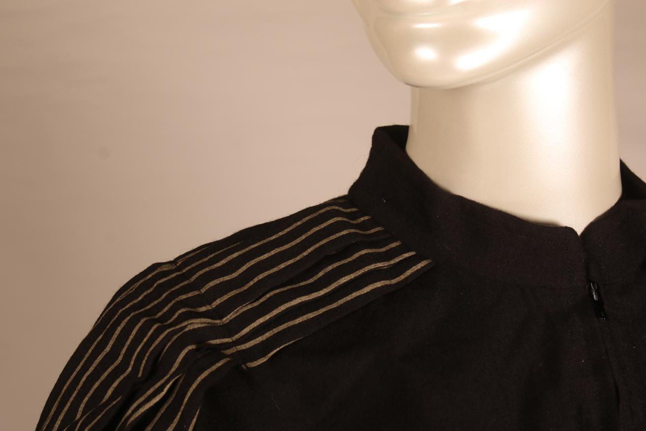 Vintage Vuokko musta beige raidallinen villakangasmekko XS - Image 3