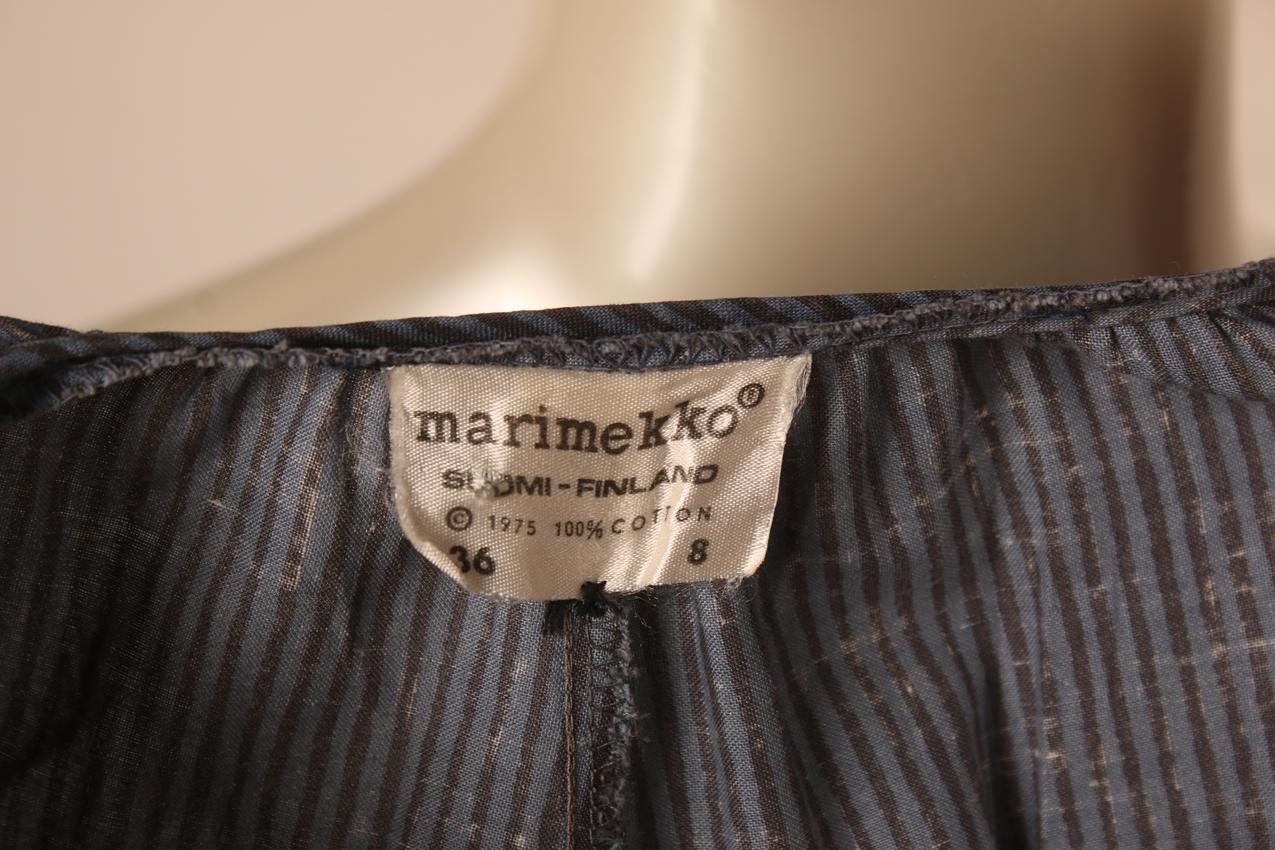 Vintage Marimekko Annikki Rimala siniharmaa raidallilnen maksimekko S - Image 8