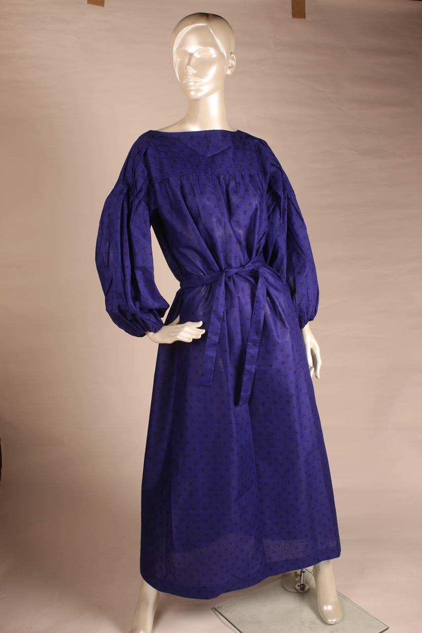 Vintage Marimekko sininen mustakuvioinen maksimekko S